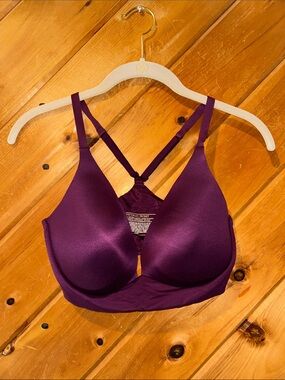 Body by Victoria's Secret Lightly Lined Plunge Racerback Bra plum purple 34DD